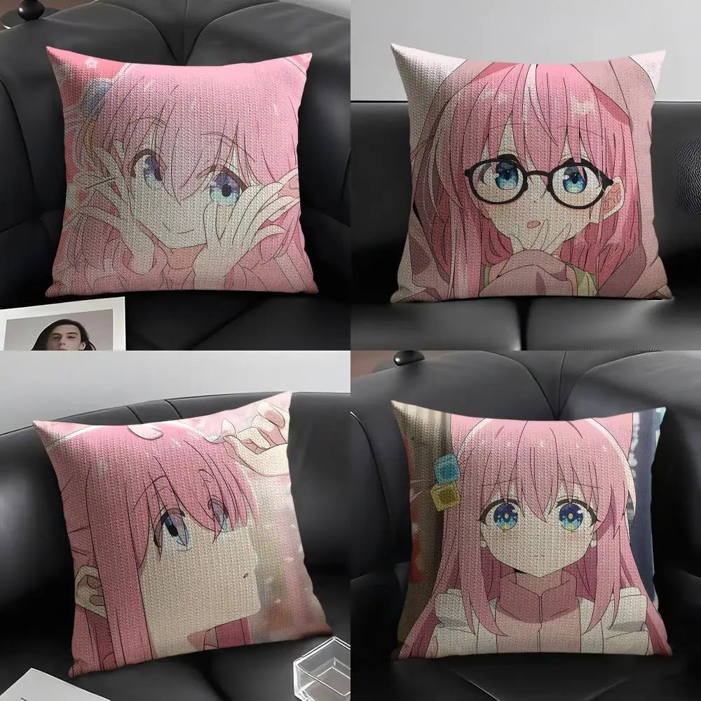 Anime B-Bocchi The Rock Cartoon Pillow Case Pattern Printed Pillowcase for Living Room Sofa Cushion Cover & Bedroom Decor