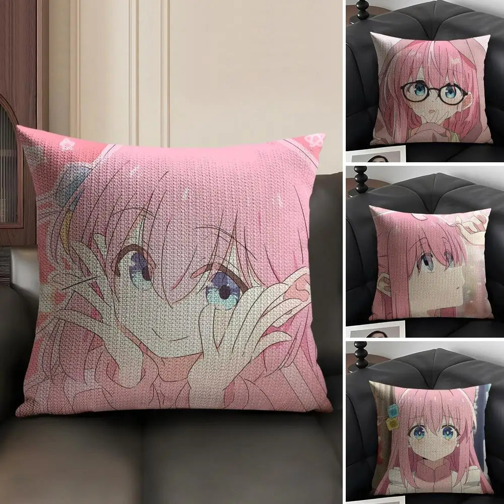 Anime B-Bocchi The Rock Cartoon Pillow Case Pattern Printed Pillowcase for Living Room Sofa Cushion Cover & Bedroom Decor